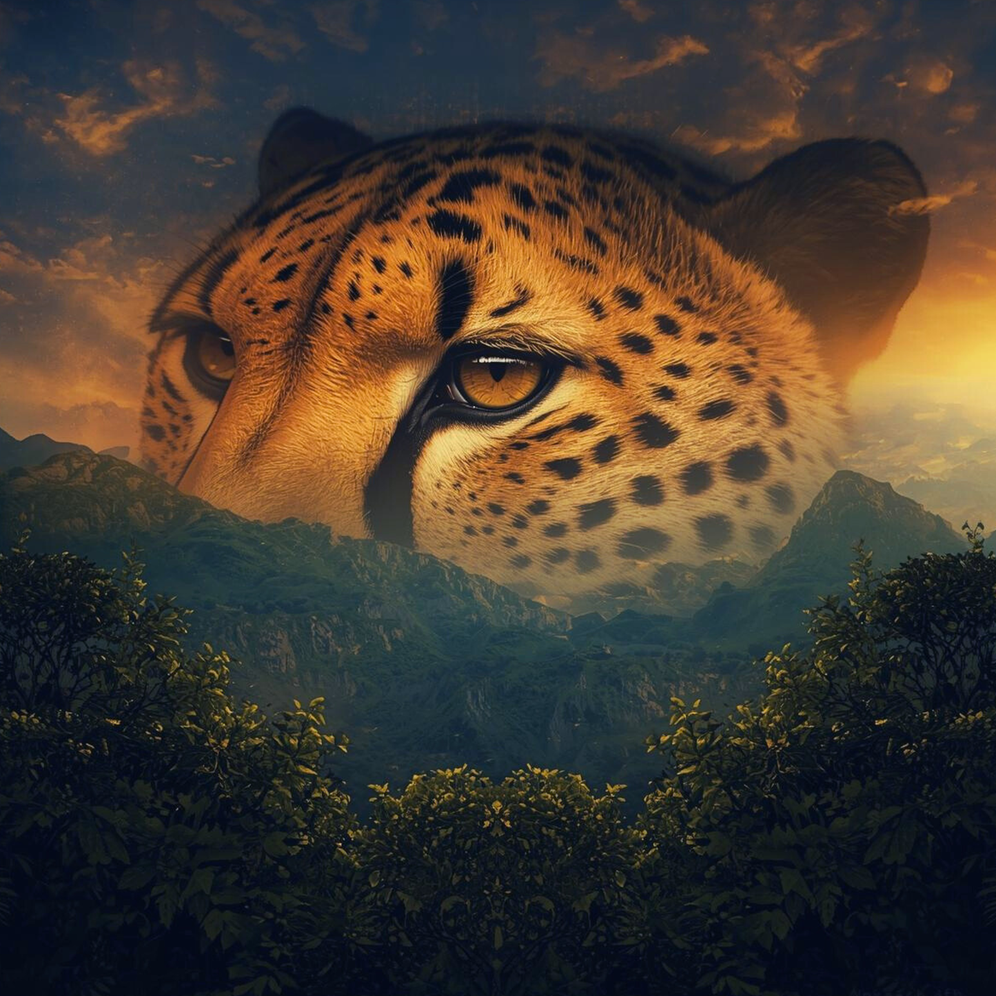 Cheetah Surrealism Digital Wall Art | Primal Luxe Series Vol. I